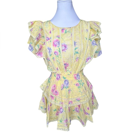 NWT LoveShackFancy Natasha Dress in Bright Azalea | Yellow Cottagecore | XS/S - Picture 16 of 16
